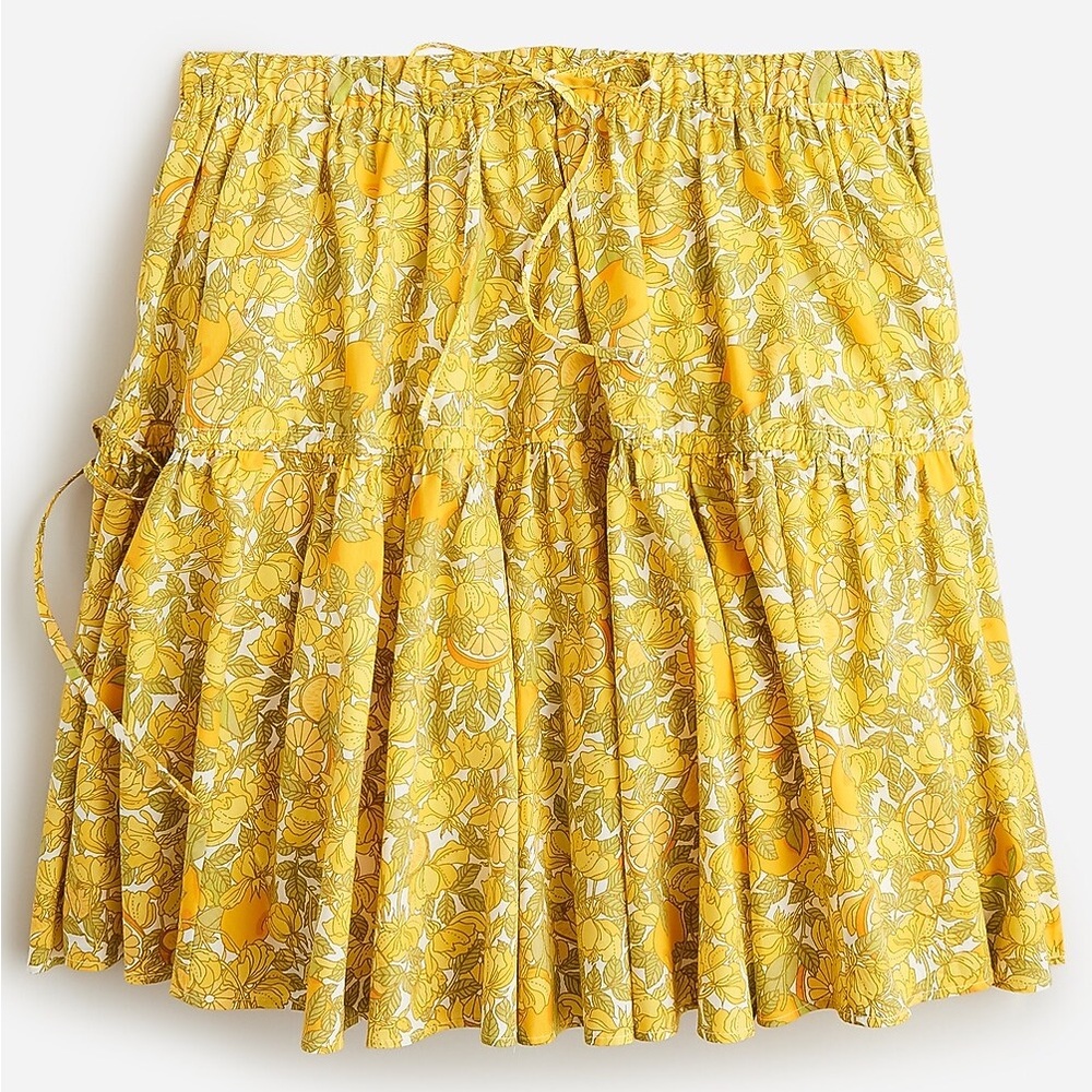 J. Crew Yellow Floral Tiered Circle Skirt